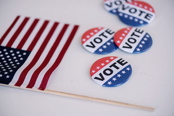 political-candidate-42 American flag and vote buttons