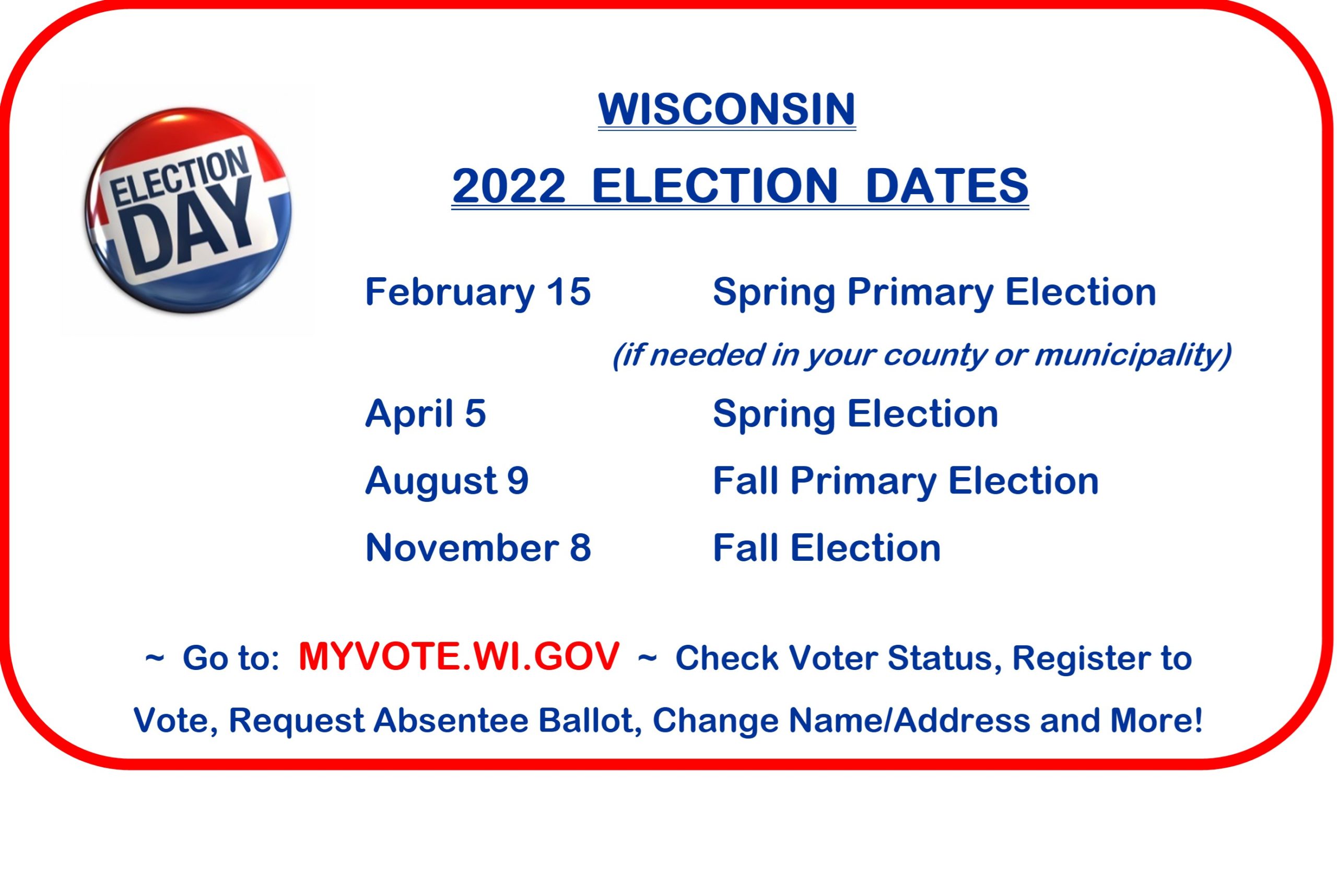 WI 2022 Election dates